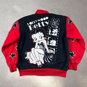 Vintage Betty Boop‎ Racing Jacket Adult Large Hollywood Betty Embroidered
